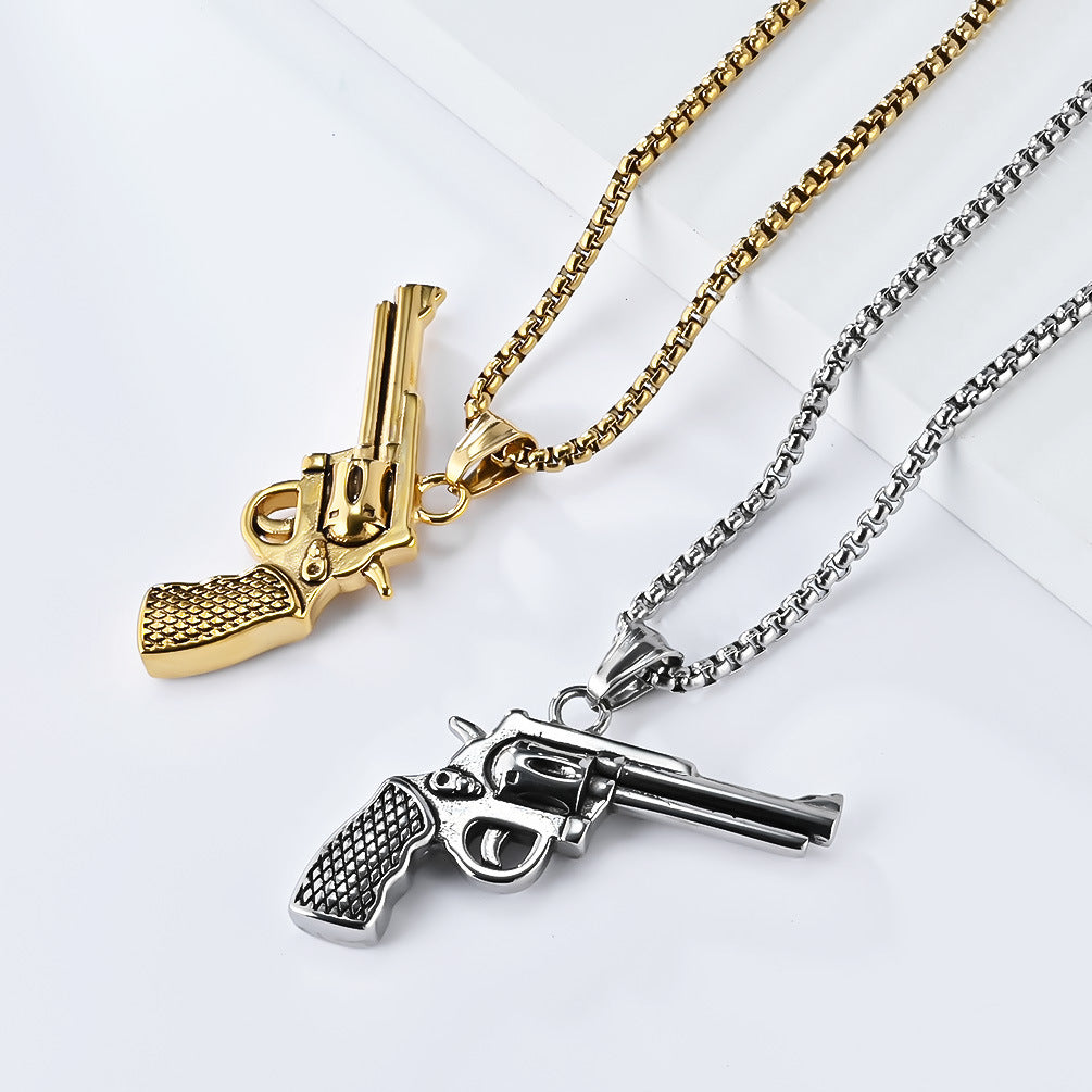 Planderful Revolver Necklace Durable Steel Accessory For Streetwear Enthusiasts And Urban Fashion Fans