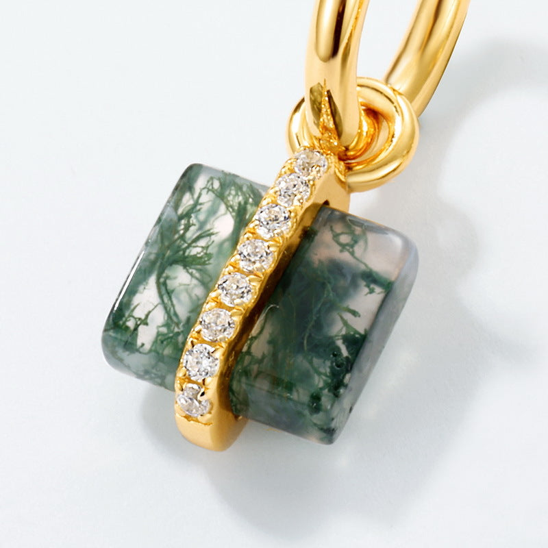 Planderful Everyday Genie Earrings – Elegant Green Moss Agate Design