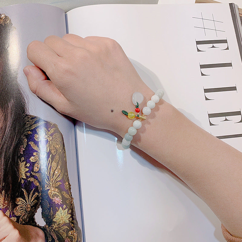Elegant Jade Leaf Bracelet for Women - Sterling Silver with Wholesale Availability