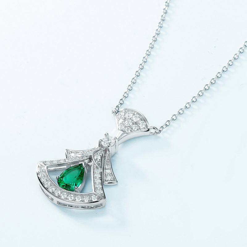 S925 Sterling Silver Lab-Grown Emerald Pendant Necklace