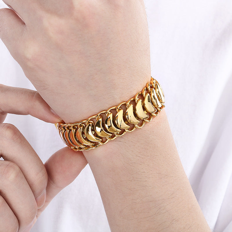 Planderful Titanium Steel Mens Glossy Woven Chain Bracelet