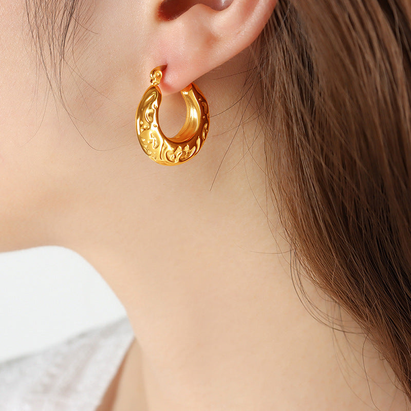 Exaggerated Gold Circle Earrings with Niche Design for Women
