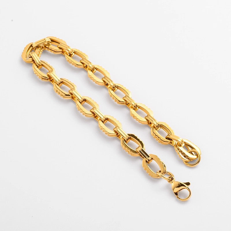 Planderful Jewelry Steel Gear Chain Bracelet