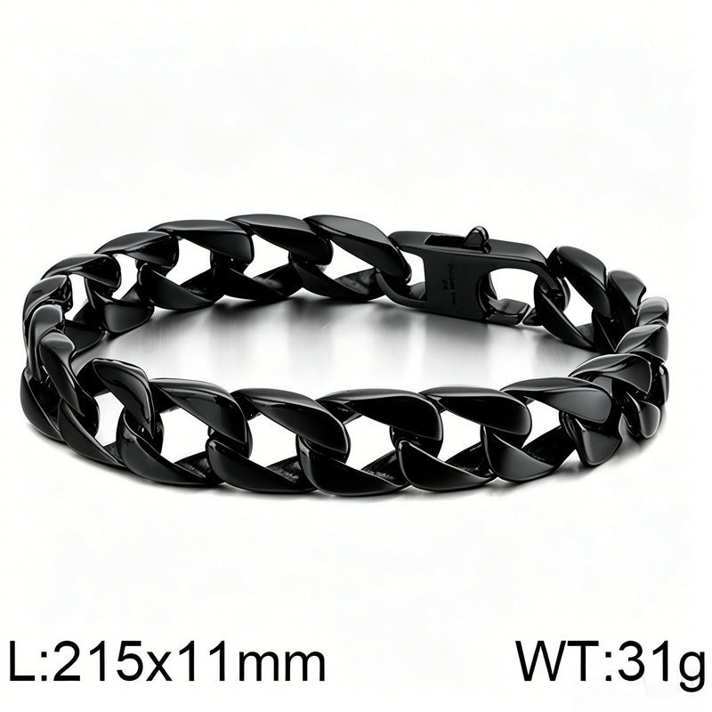 Bare Body 11mm Cuban Bracelet Casting Chain Stainless Steel Men's