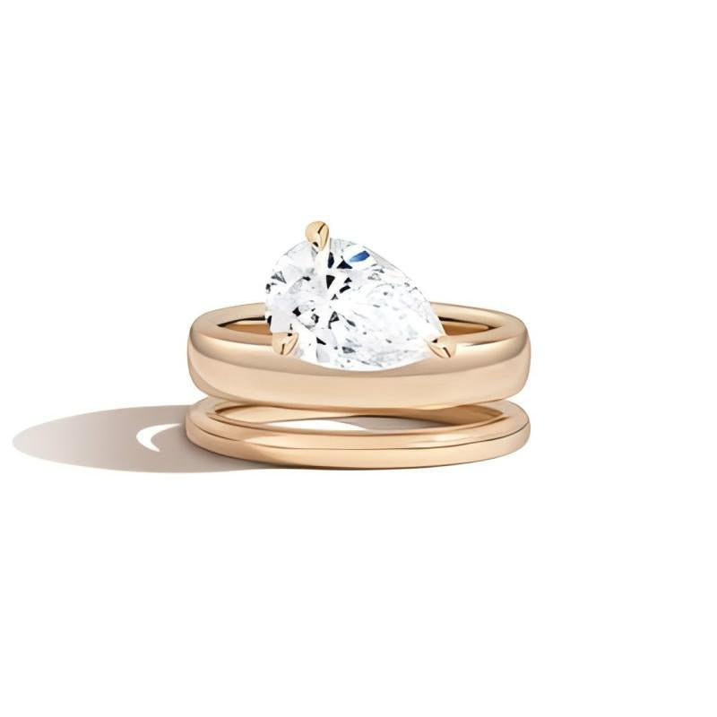Super Flash-Plated 18k Gold Ring with 2.0-Carat Moissanite