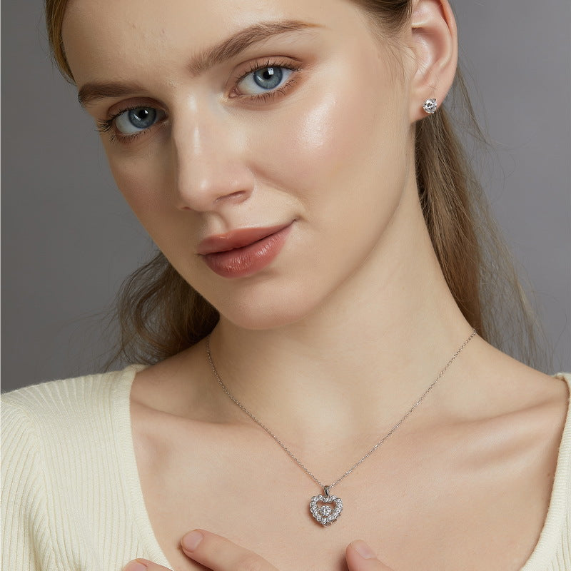 S925 Sterling Silver Moissanite Geometric Pendant Necklace