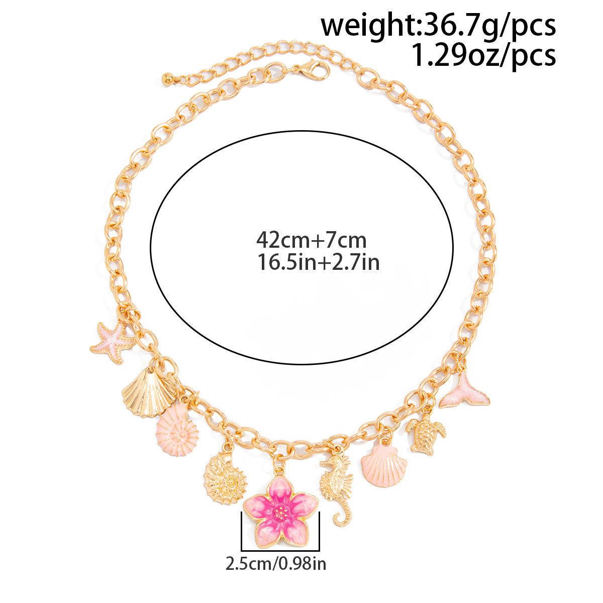 Shell, Seahorse & Fishtail Coastal Necklace