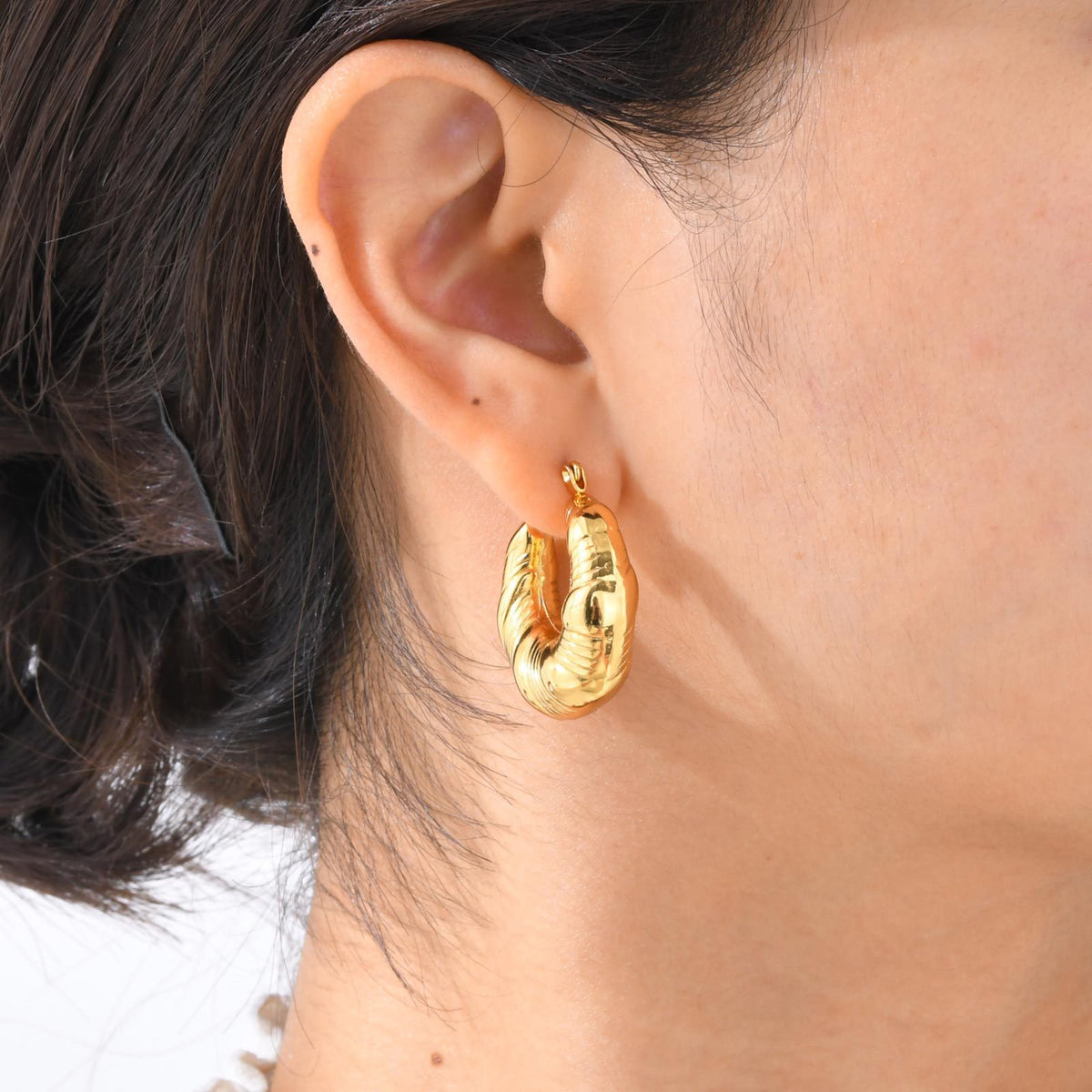 Gold-Tone Stainless Steel Earrings — Modern Design