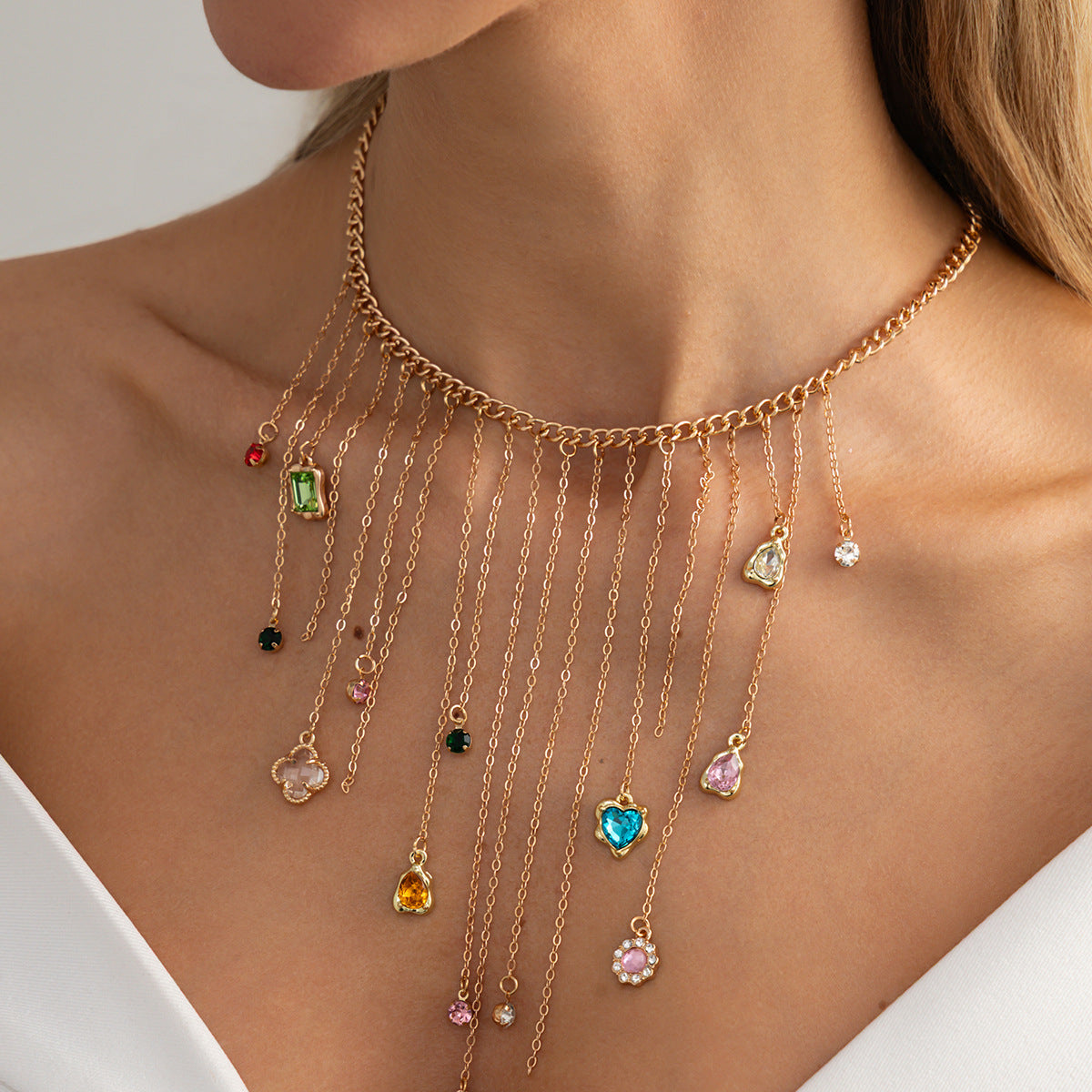 Dopamine Gemstone-Style Heart Choker