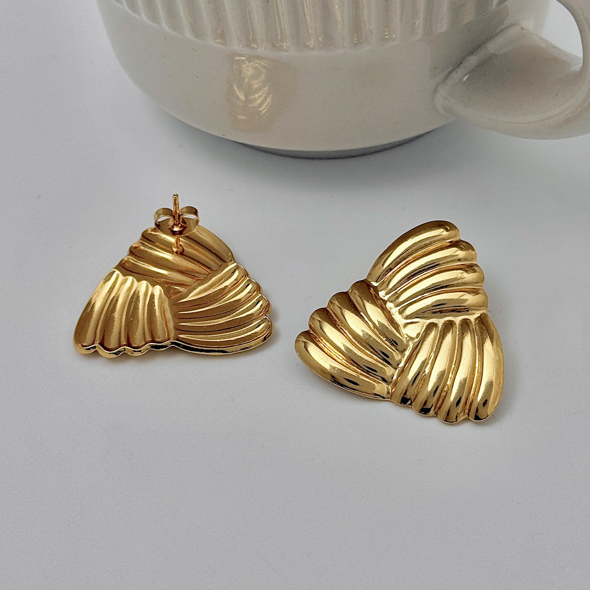 Planderful Stainless Steel Knot Stud Earrings Geometric Texture For Women Statement Vienna Verve