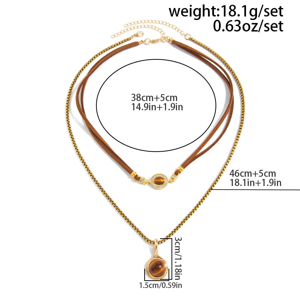 Vintage Merald-Style Tiger Stone Necklace Design With Layered Star-Shaped Sweater Chain Necklace