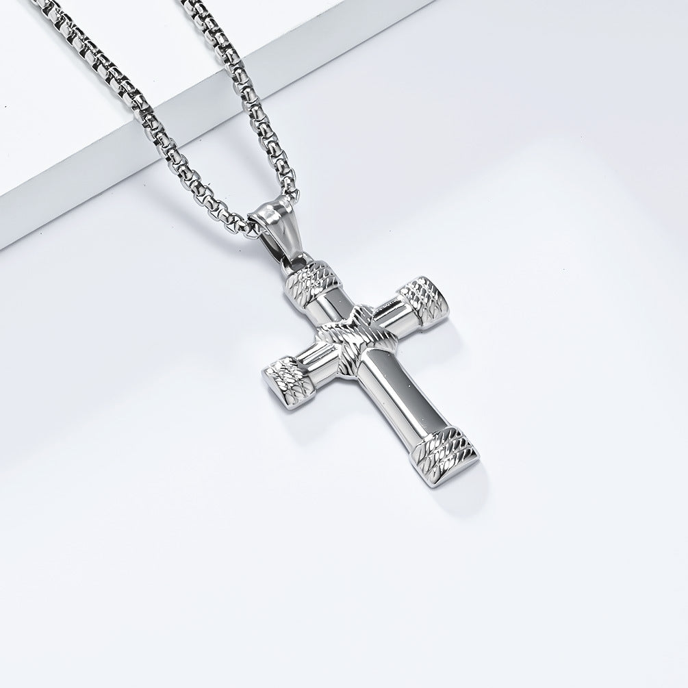 Planderful Rope Knot Cross Necklace Titanium Steel For Men Personalized Trend Jewelry