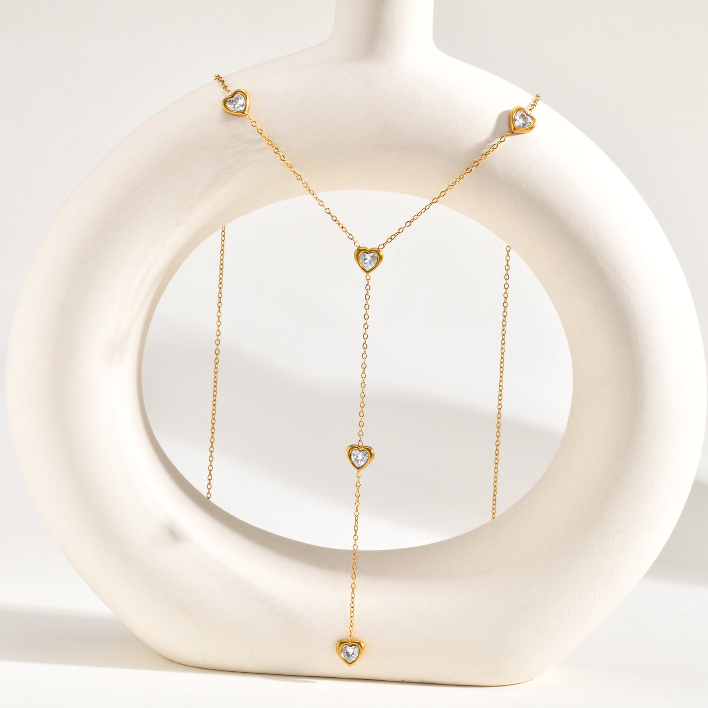 Stainless Steel Autumn & Winter & Double-Layer Imitation Pearl Round Zirconium Necklace