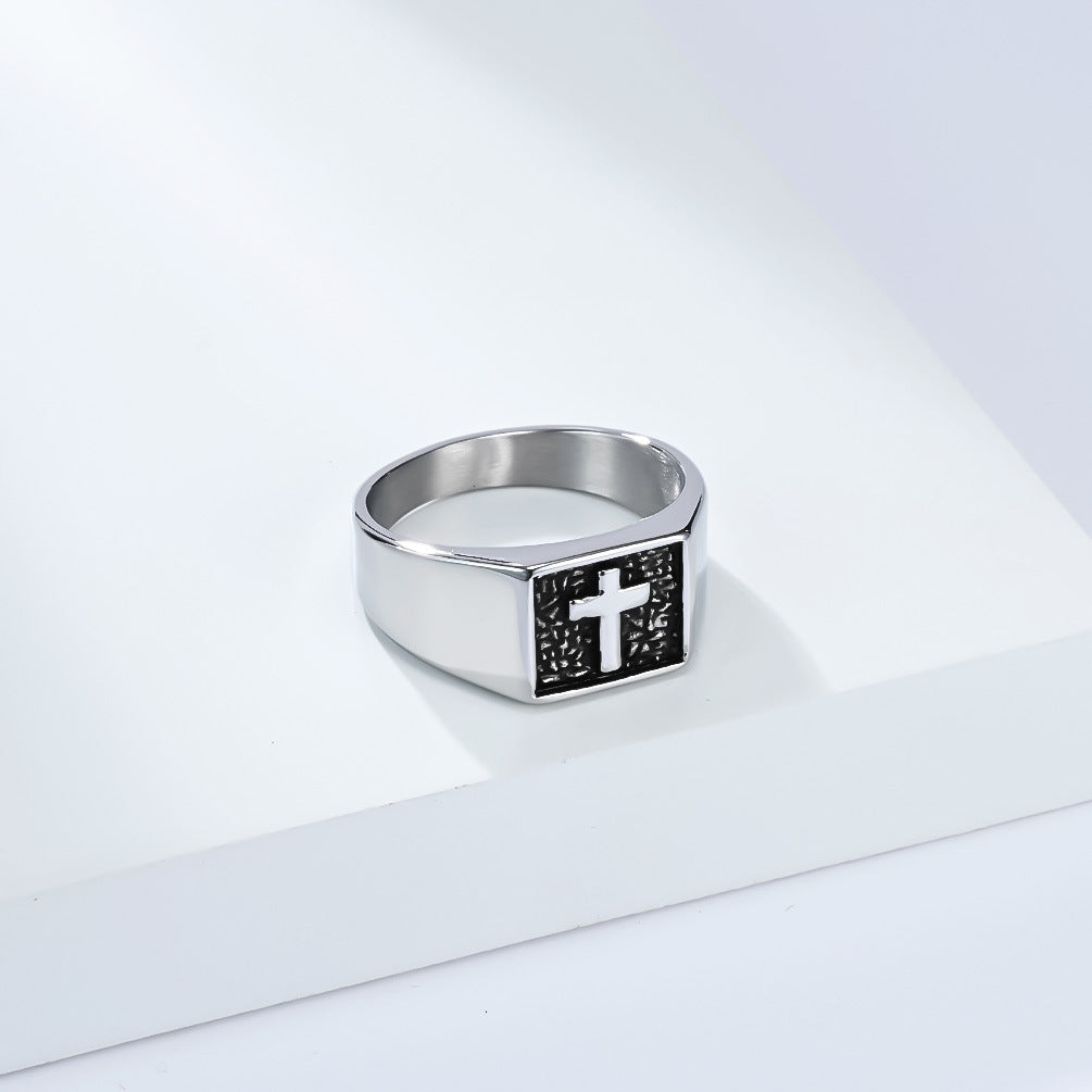 Steel Ring – Statement Men's Cross Ring