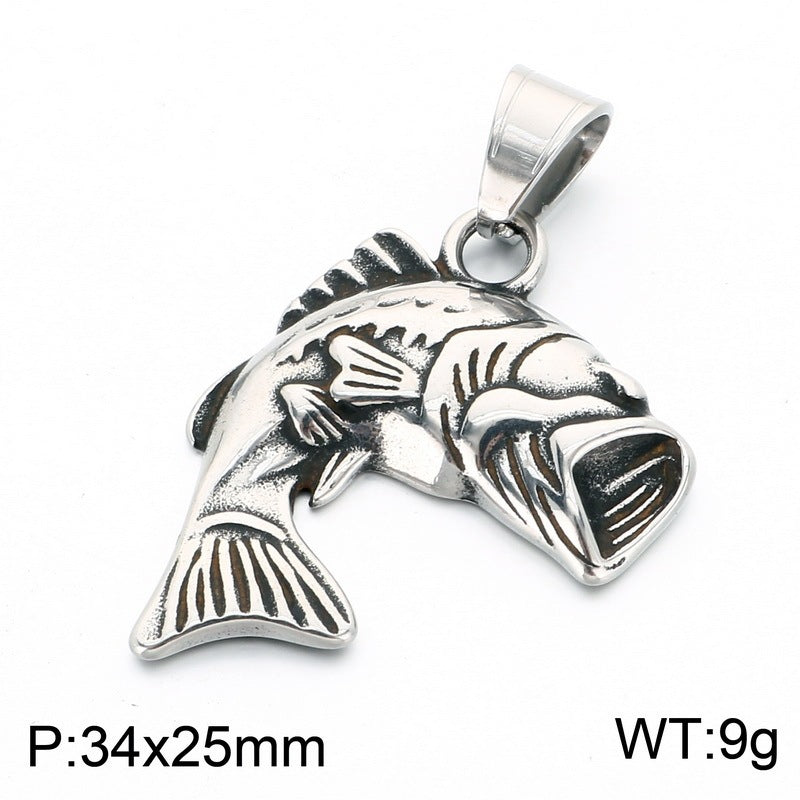 Beast Reptile Fish Titanium Steel Pendant Vintage Dragon Snake Crocodile Men's Stainless Steel Necklace