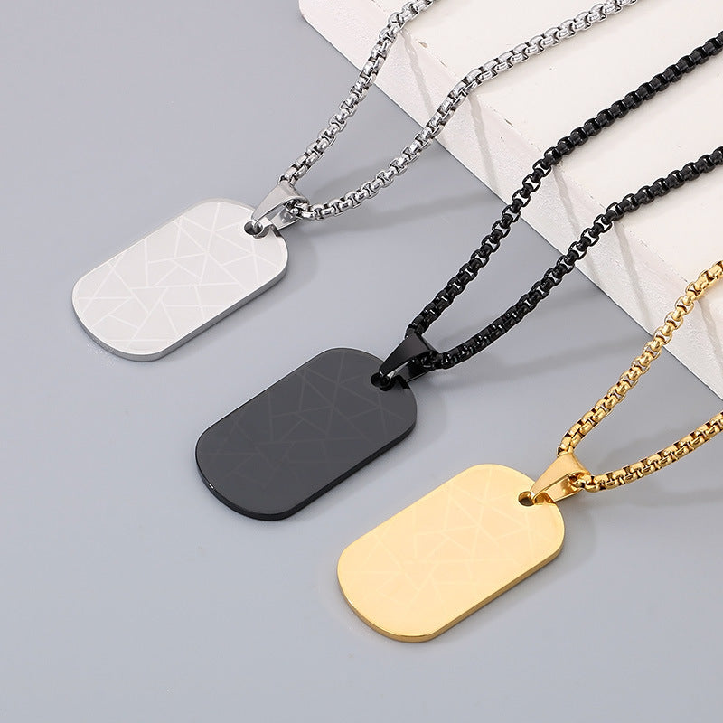 Stainless Steel Cross Square Brand Men's Titanium Steel Necklace Crack Military Brand