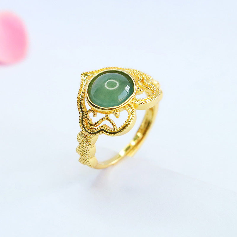 Blue-Water Jadeite Ruyi Ring