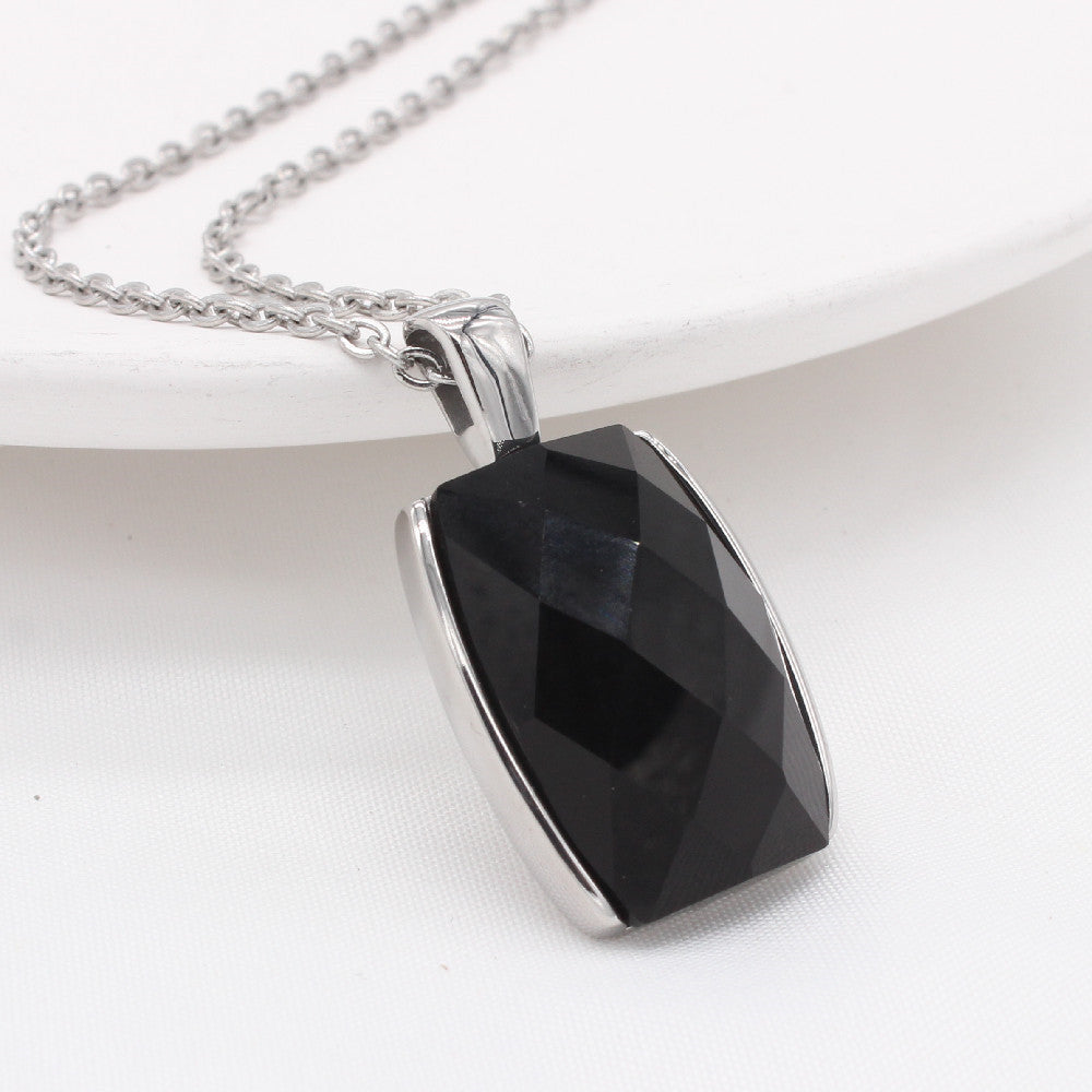 Purple Clay Gemstone Pendant Unisex Steel Necklace For Protection By Planderful Everyday Genie