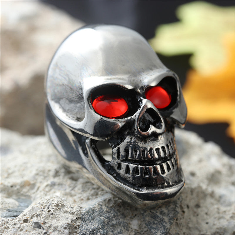 Titanium Steel Skull Ring for Men - Retro Hipster Punk Design in Glossy Finish