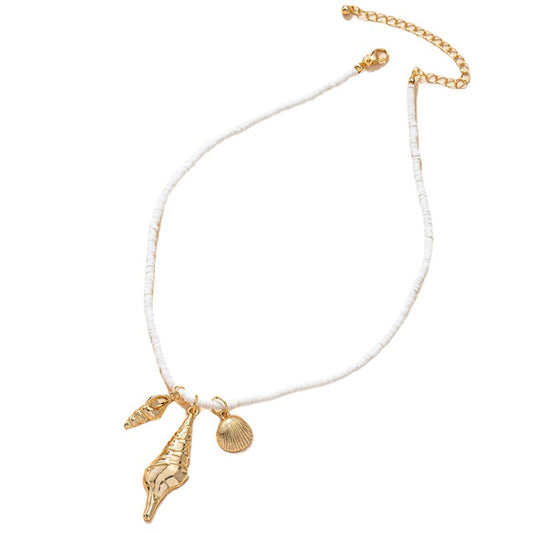 Bohemian Conch Pendant Necklace with Elegant Metal Shell Design