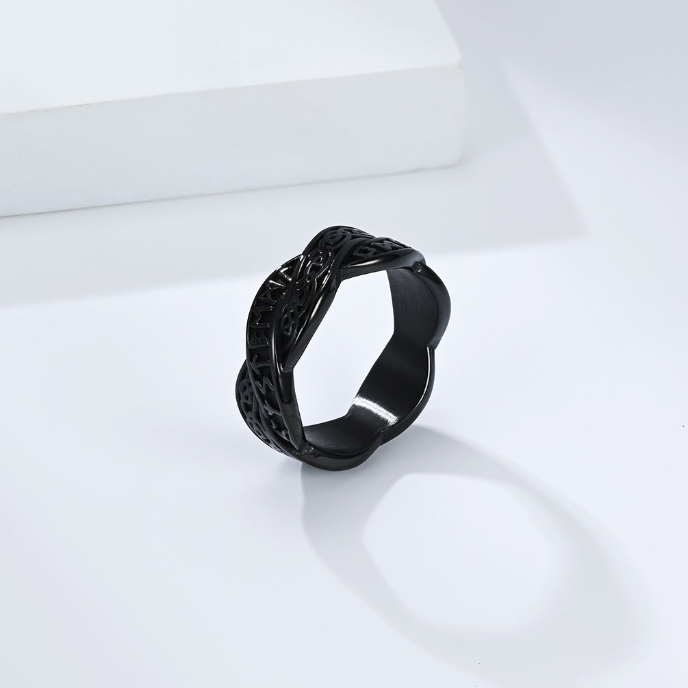 Planderful Stainless Steel Viking Ring With Eternal Knot Weave For Unisex Jewelry