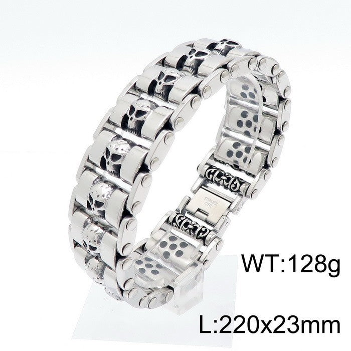 Planderful Everyday Genie Ghost Skull Titanium Men Bracelet