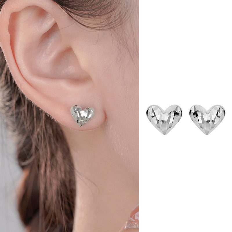 Simple S925 Sterling Silver Stud Earrings Wholesale Love Heart