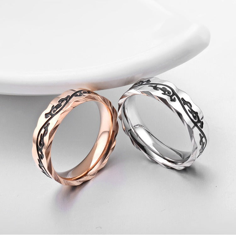 Yin Pattern Stainless Steel Ring – Pattern Single – Ethnic Style Couple