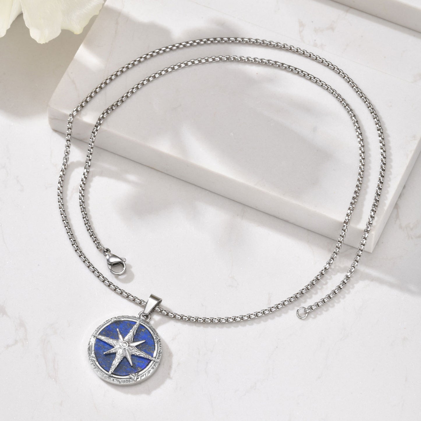 Planderful Bold Steel Tiger's Eye Octagram Pendant For Men