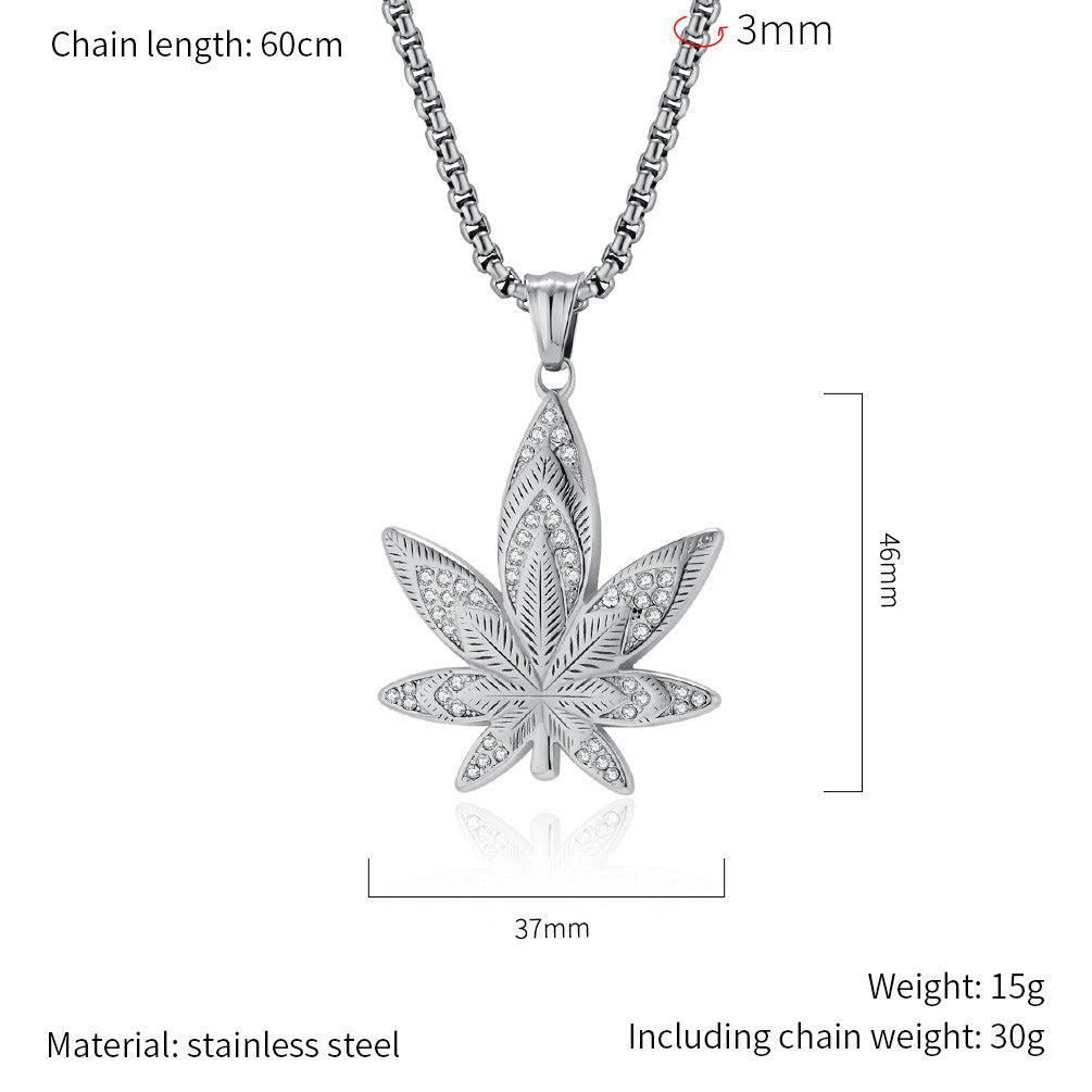 Planderful Hip Hop Maple Leaf Necklace For Streetwear Fans Bold Versatile Pendant
