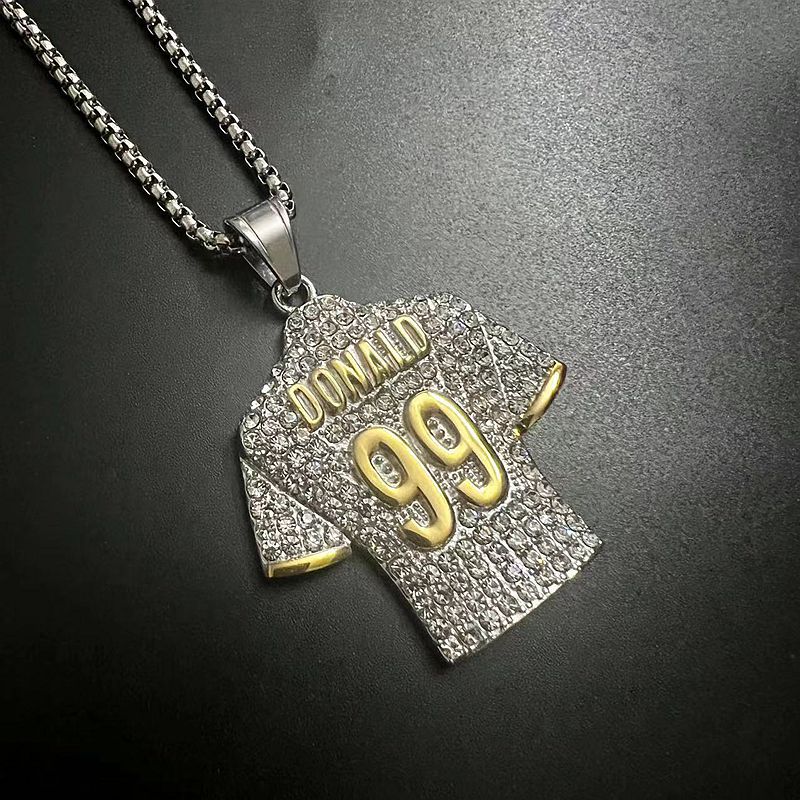 Hip Hop Necklace Titanium Steel Gold Plated Zircon NFL Jersey No 99 Pendant For Fans By Planderful Everyday Genie