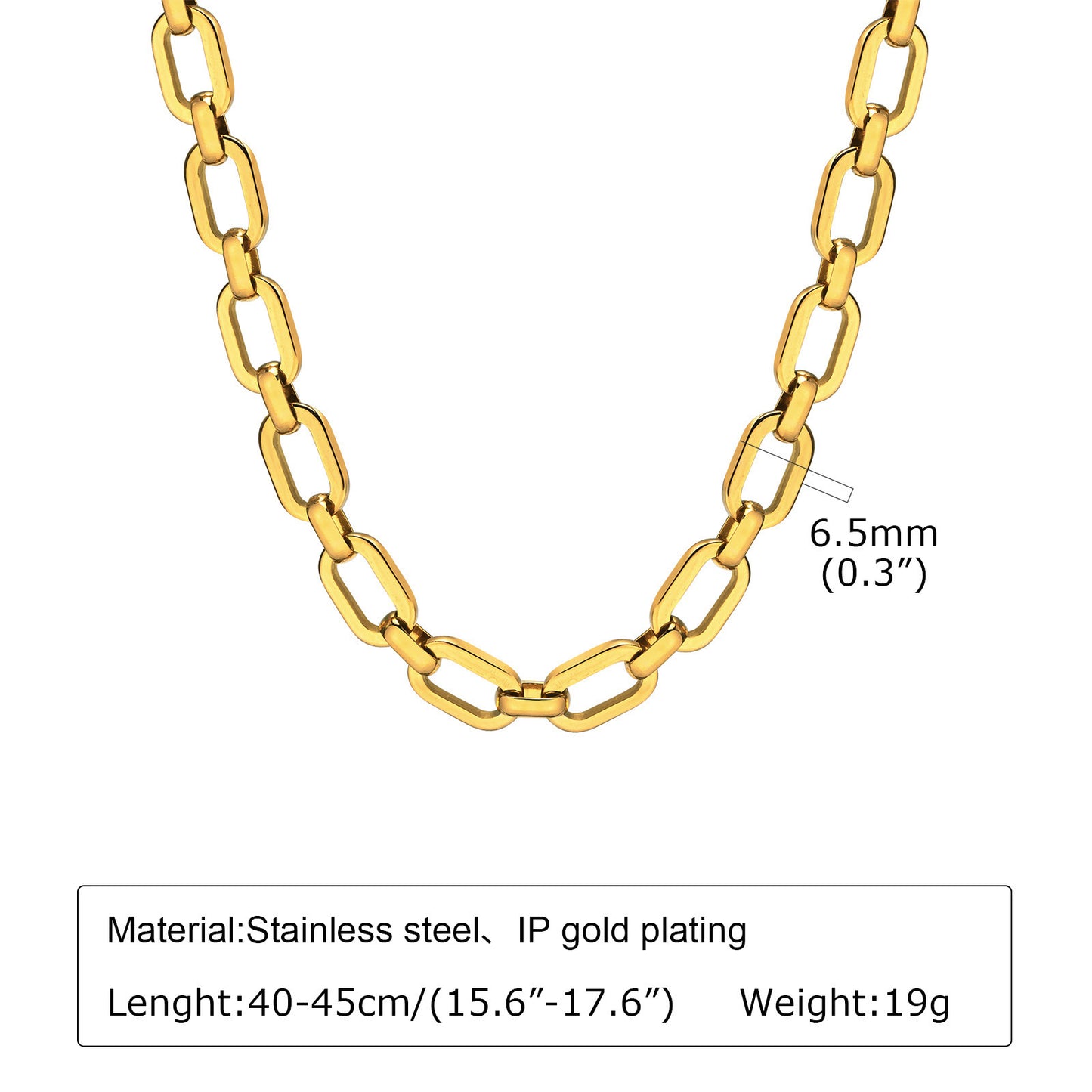 Stainless Steel Flat Cross Chain 18K Gold Bracelet Necklace Set