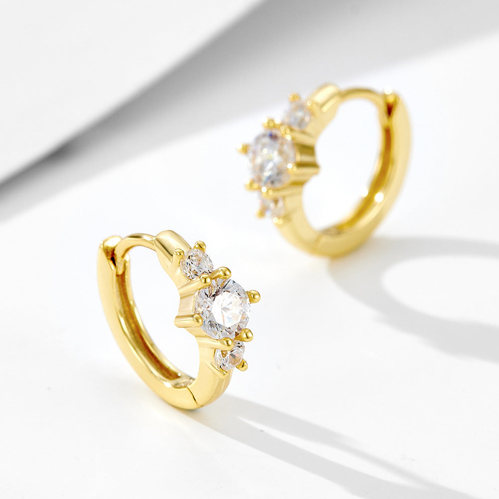 European and American S925 Sterling Silver Zircon Earrings