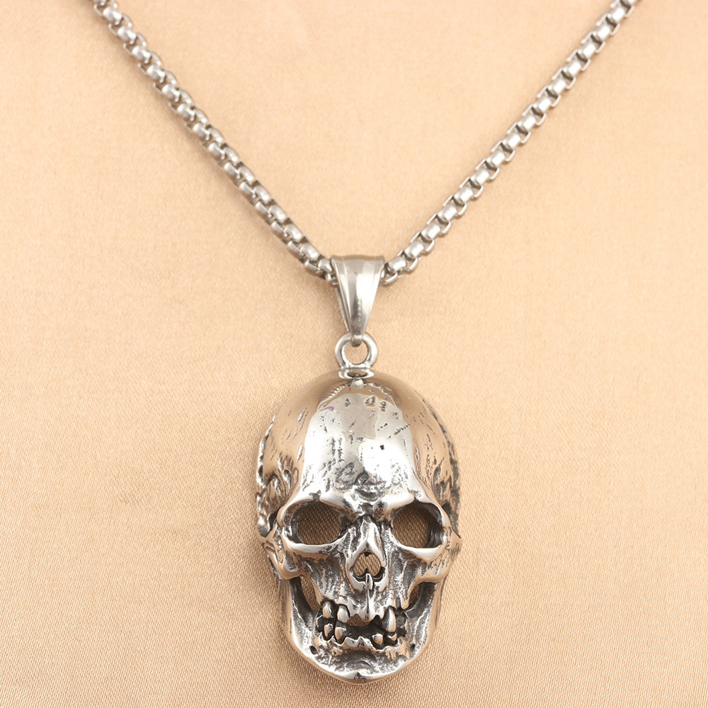 European And American Stainless Steel Skull Pendant Punk Necklace