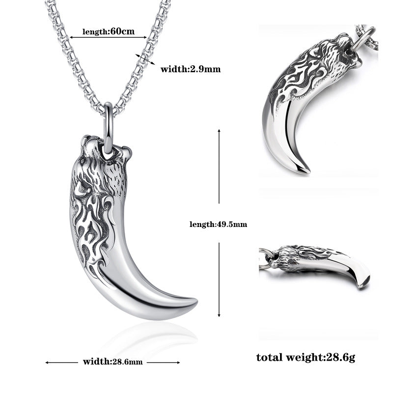 Steel Necklace – Luxury Wolf Tooth Necklace