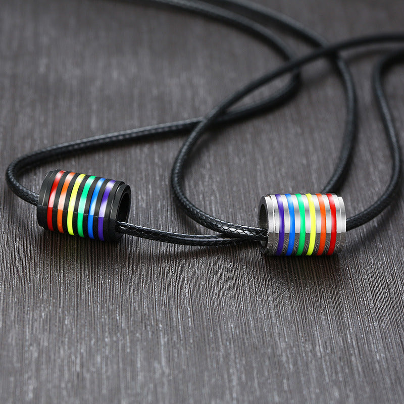 Rainbow Barrel Pendant — Silver or Black