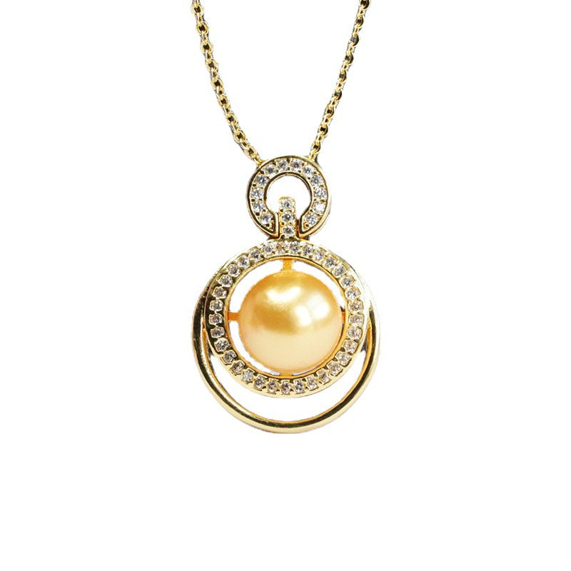 Champagne Shell Pearl Openwork Pendant — No Chain