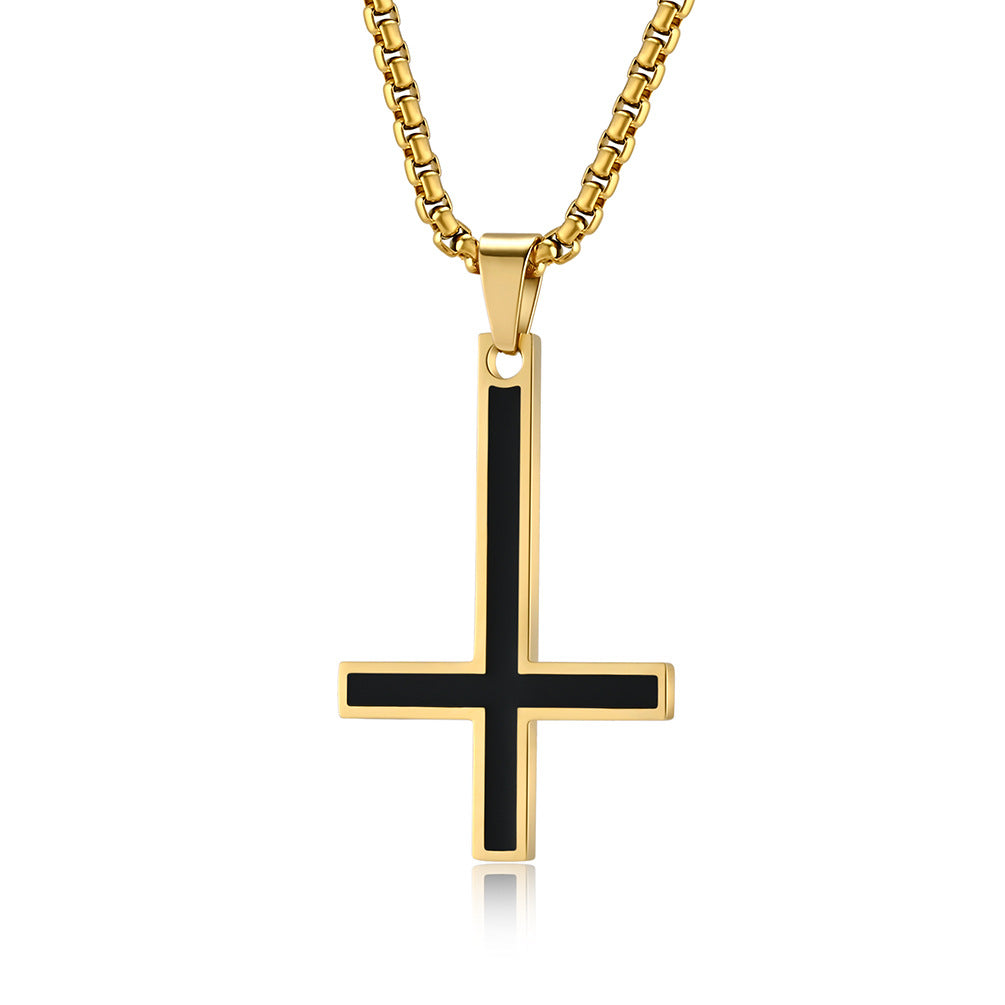 Steel Necklace – Vintage Inverted Cross Pendant