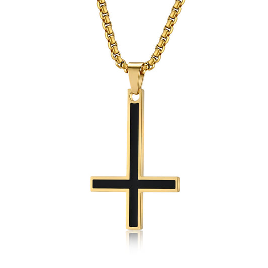 Steel Necklace – Vintage Inverted Cross Pendant