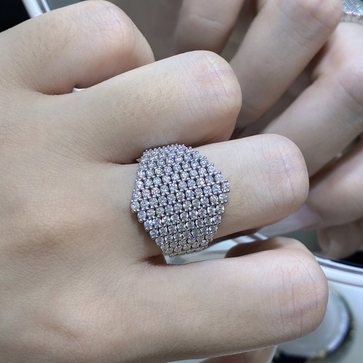 Planderful Shop Moissanite Sparkling Hexagonal Ring In S925 Sterling Silver For Women 1.65ct