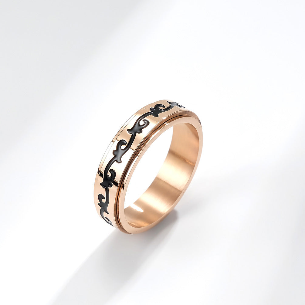 Titanium Steel Ring Unisex Retro Vine Design By Planderful Everyday Genie Gift For Him Or Her