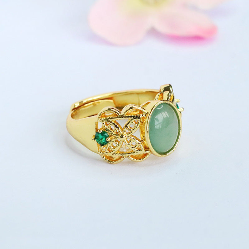 Blue-Water Jadeite Butterfly Dance Ring