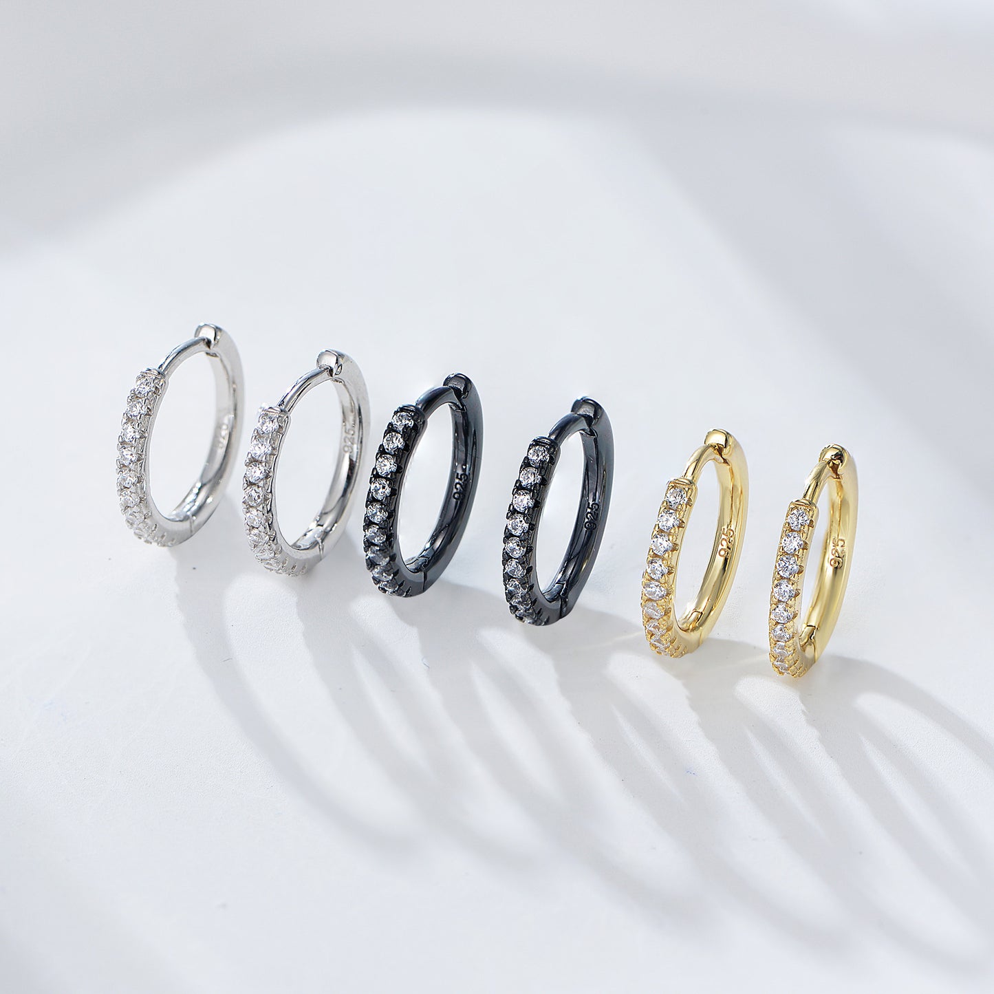 S925 Sterling Silver Micro-Inlaid Zircon Round Ear Buckle Amazon Hot Sale Hipster Earrings