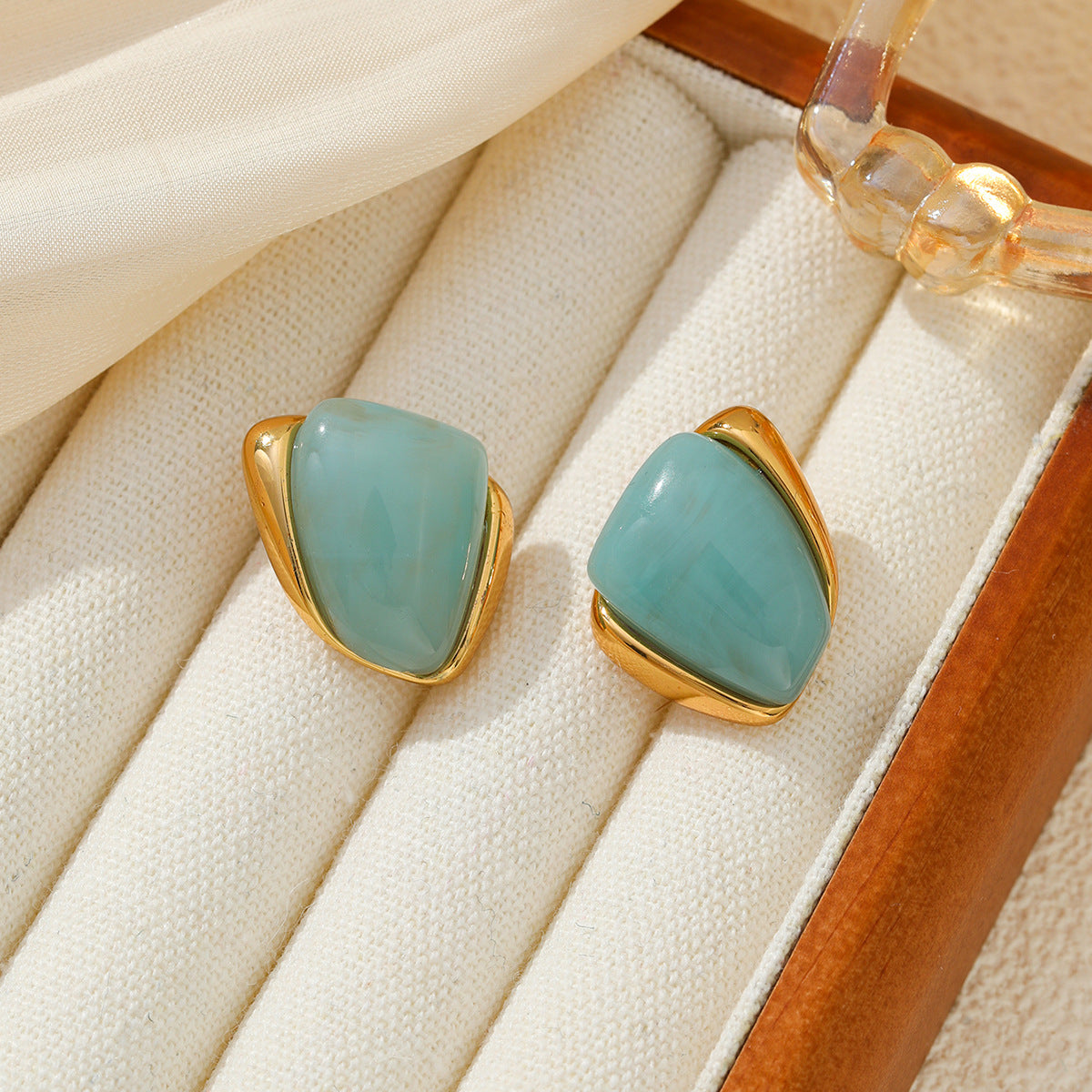 Planderful Vienna Verve Stainless Steel Stud Earrings Geometric Irregular Golden Edge Statement For Women