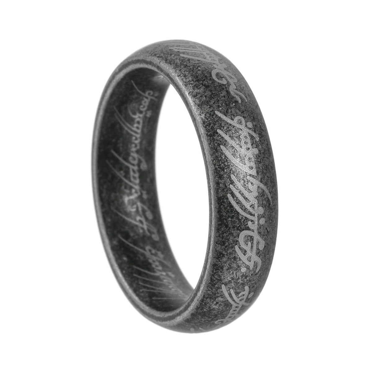 Planderful Lord Of The Rings Ring 6mm Ancient Silver Steel Retro Style For Men And Women With Protection Motif