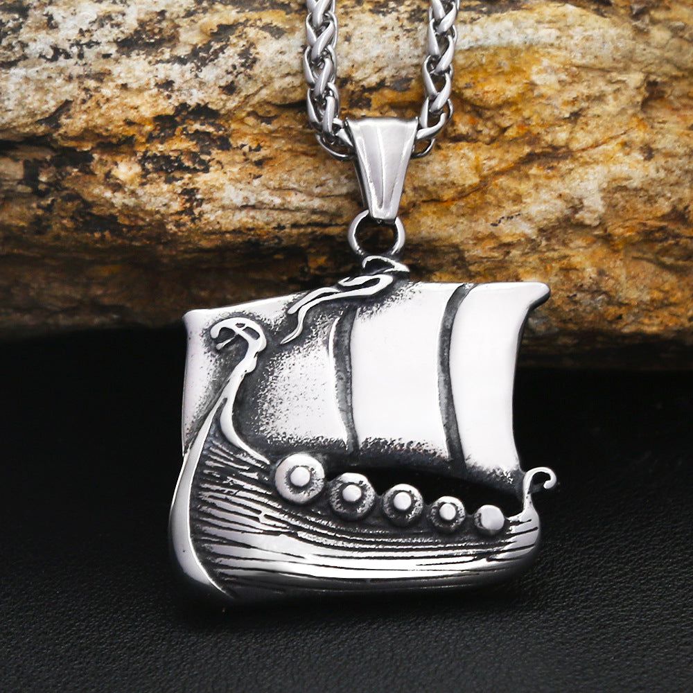 Viking Sailing Stainless Steel Men's Pendant Necklace