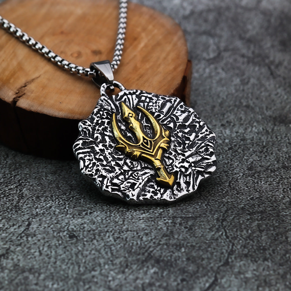 Personalized Poseidon Trident Eye of Horus Pendant Necklace