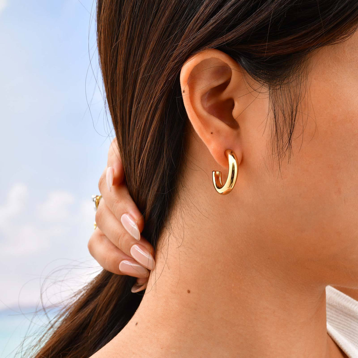 Gold-Tone Chunky Open Hoop Earrings — 3-Pair Set