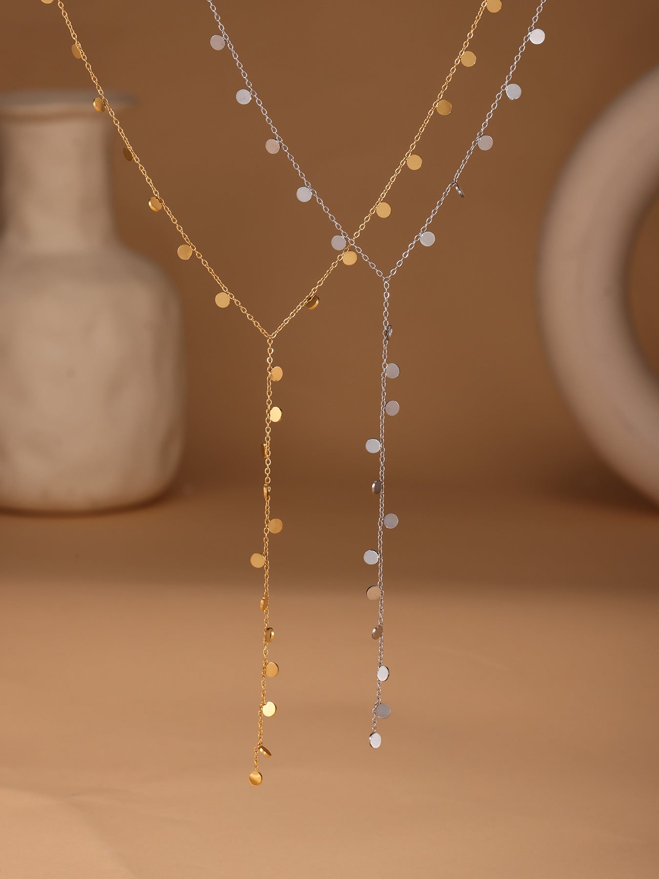 Planderful 18K Gold Fringed Disc Y Necklace Trendsetters