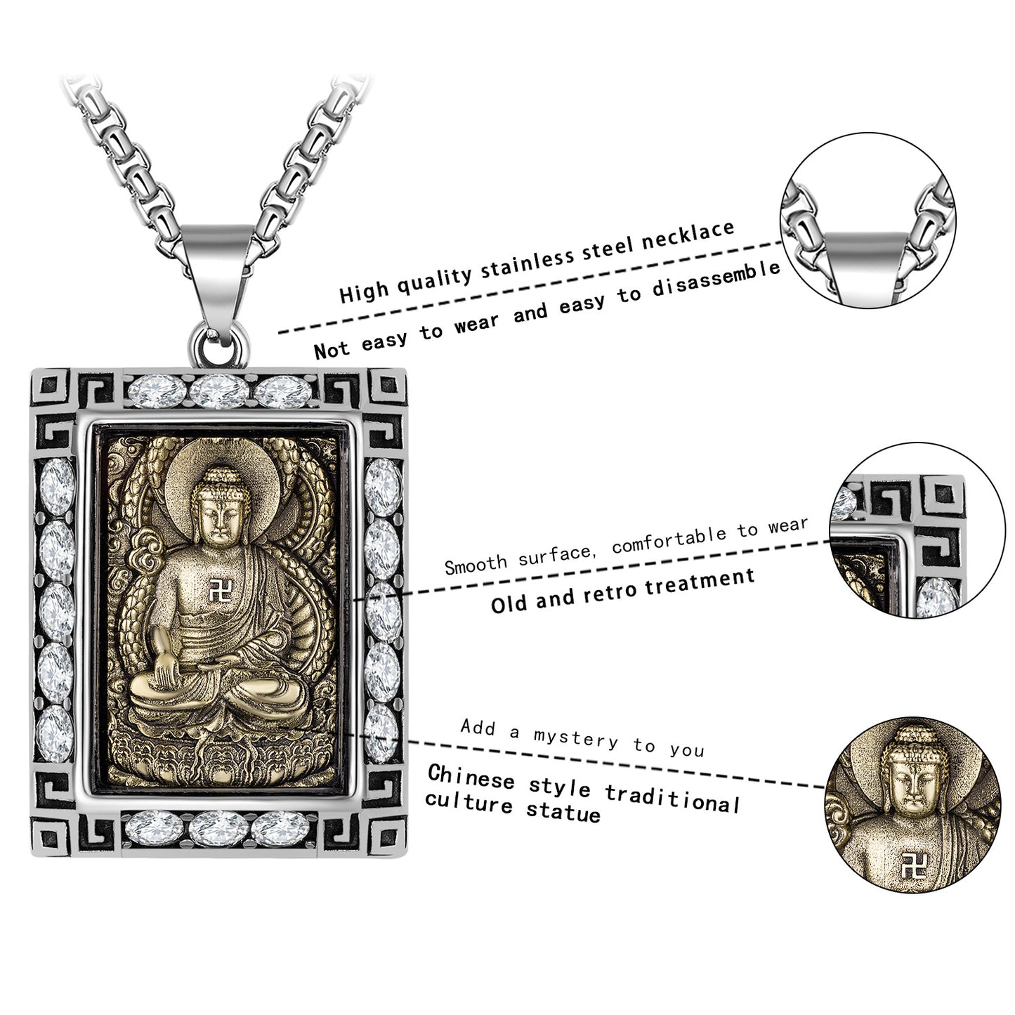 Zircon Necklace – Elegant Eight Patron Saints Pendant